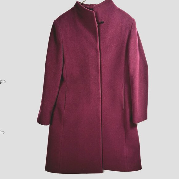 Cinzia Rocca Due Womens Sz 16  Wool Cashmere Long Dress Coat Plum Purple‎ - Picture 1 of 11